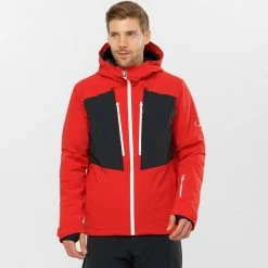 Vestes De Ski SALOMON HIGHLAND JKT M GOJI BERRY/BLACK 22 Rouge -Vêtements hiver Homme Soldes 9 102424 highland jkt m goji berry black lc1583300 03