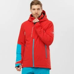 Vestes De Ski SALOMON RACE JKT M GOJI BERRY/BARRIER REEF 22 Rouge -Vêtements hiver Homme Soldes 9 102447 race jacket m goji berry barrier reef lc1587000 02