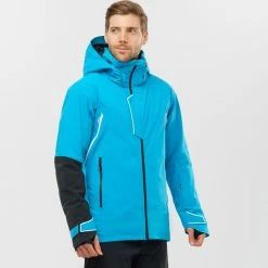 Vestes De Ski SALOMON RACE JKT M BARRIER REEF/BLACK 22 Bleu -Vêtements hiver Homme Soldes 9 102449 race jacket m barrier reef black lc1587100 02