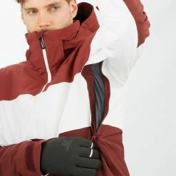 Vestes De Ski SALOMON SLALOM JKT M RUM RAISIN/WHITE/MADDER 22 Blanc / Marron -Vêtements hiver Homme Soldes 9 102455 slalom jacket m rum raisin white madder lc1587500 03