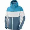 Vestes De Ski SALOMON SLALOM JKT M MALLARD BLUE/WHITE/BARRI 22 Bleu / Blanc -Vêtements hiver Homme Soldes 9 102457 slalom jkt m mallard blue white barri lc1587800 01