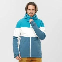 Vestes De Ski SALOMON SLALOM JKT M MALLARD BLUE/WHITE/BARRI 22 Bleu / Blanc -Vêtements hiver Homme Soldes 9 102457 slalom jkt m mallard blue white barri lc1587800 02