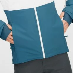 Vestes De Ski SALOMON SLALOM JKT M MALLARD BLUE/WHITE/BARRI 22 Bleu / Blanc -Vêtements hiver Homme Soldes 9 102457 slalom jkt m mallard blue white barri lc1587800 06