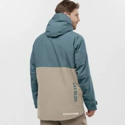 Vestes De Ski SALOMON GRAVITY INSUL GTX®JKT M ROASTED CASHEW/M 22 Bleu / Beige -Vêtements hiver Homme Soldes 9 102458 gravity insul gtx r jkt m roasted cashew m lc1590400 03