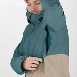 Vestes De Ski SALOMON GRAVITY INSUL GTX®JKT M ROASTED CASHEW/M 22 Bleu / Beige -Vêtements hiver Homme Soldes 9 102458 gravity insul gtx r jkt m roasted cashew m lc1590400 05