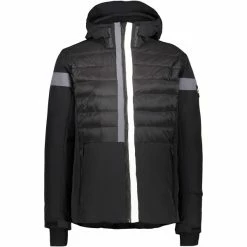 Vestes De Ski CMP MAN JACKET ZIP HOOD NERO 22 Noir / Gris / Blanc