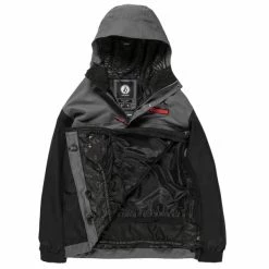 Vestes De Ski VOLCOM LONGO PULLOVER BLACK 23 Noir / Gris -Vêtements hiver Homme Soldes 9 115024 longo pullover black g0652311 blk 03