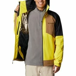 Vestes De Ski COLUMBIA CENTERPORT II JKT LASER LEMON DELTA 23 Jaune / Marron / Noir -Vêtements hiver Homme Soldes 9 117171 2010261 716 02