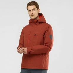 Vestes De Ski SALOMON POWDERSTASH JACKET M MADDER BROWN/GOJI BERRY 21 Marron -Vêtements hiver Homme Soldes 9 76922 powderstash jacket m madder brown goji berry lc1398400 02