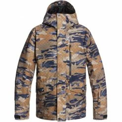 Vestes De Ski QUIKSILVER MISSION PRINTED JK MILITARY OLIVE GPS POINT 21 Marron / Vert