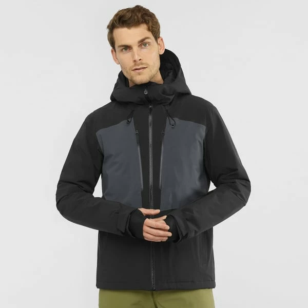 Vestes De Ski SALOMON HIGHLAND JKT M BLACK/EBONY 22 Gris / Noir 5 Vestes De Ski SALOMON HIGHLAND JKT M BLACK/EBONY 22 Gris / Noir – Image 3