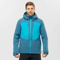 Vestes De Ski SALOMON HIGHLAND JKT M MALLARD BLUE 22 Bleu -Vêtements hiver Homme Soldes 9 92188 highland jkt m mallard blue lc1583000 03