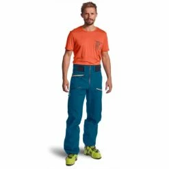 Pantalons De Ski ORTOVOX 3L DEEP SHELL PANTS M PETROL BLUE 23 Bleu -Vêtements hiver Homme Soldes 9 93581 3l deep shell pants m petrol blue 70851 pb 03